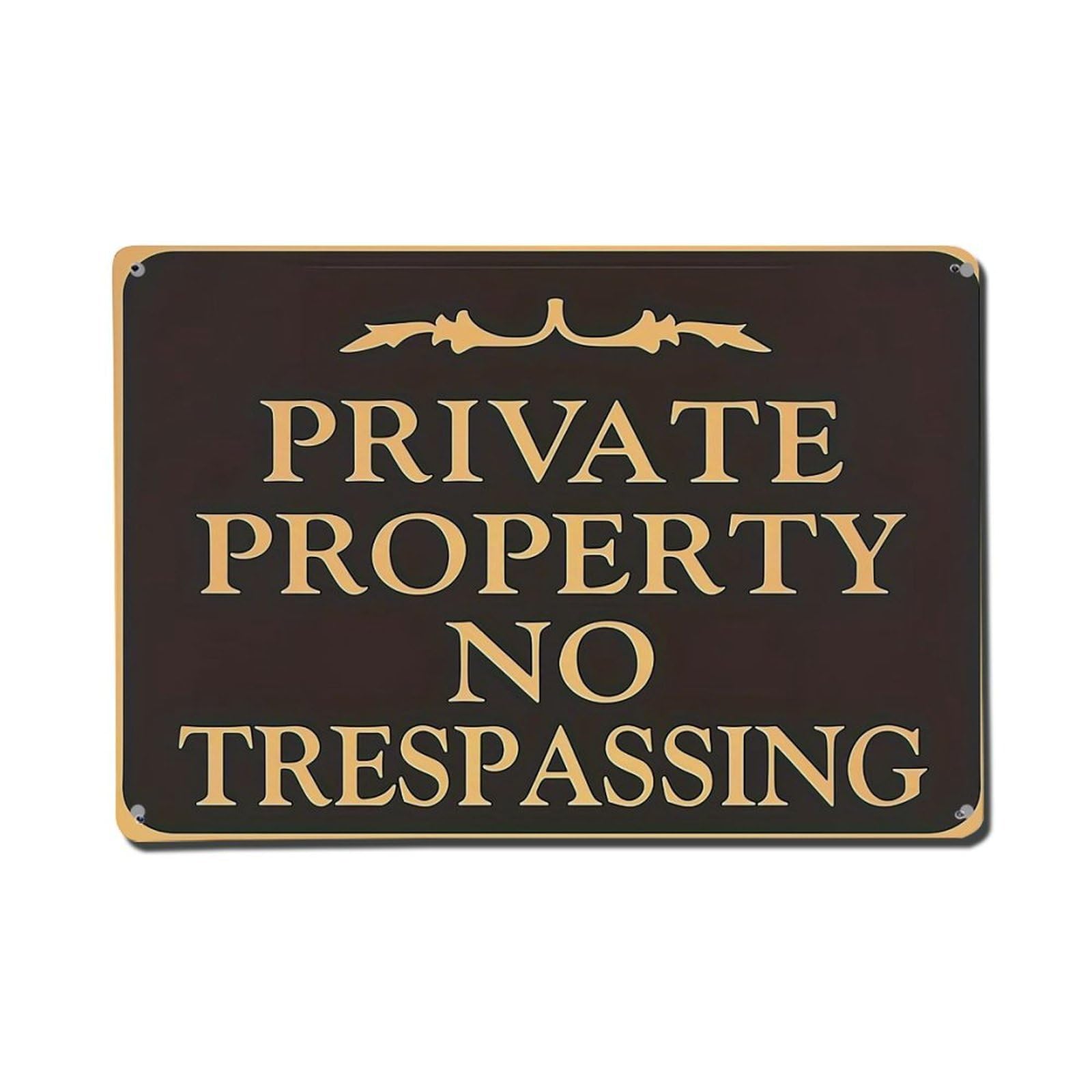 Private Property No Trespassing Sign_1 Vintage Tin Sign Retro Metal Wall Decor Metal Poster, Home Bar Garage Farmhouse Cafe Wall Art Decoration 8x12Inches