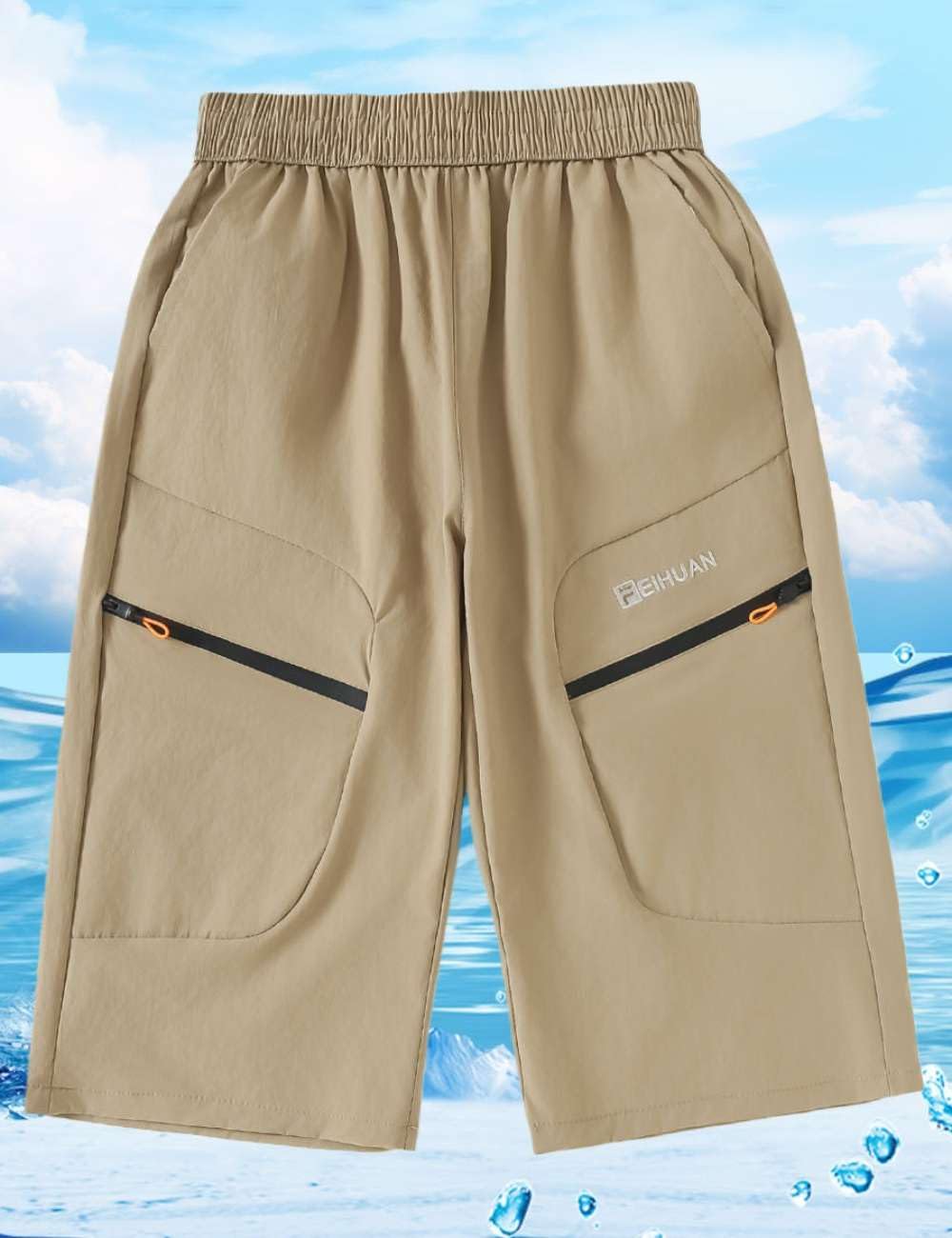 Echinodon Jungen 3/4 Kurze Hose Outdoor Shorts Kinder Sommer Sport Freizeit Schnelltrocknend Atmungsaktiv Wandershorts