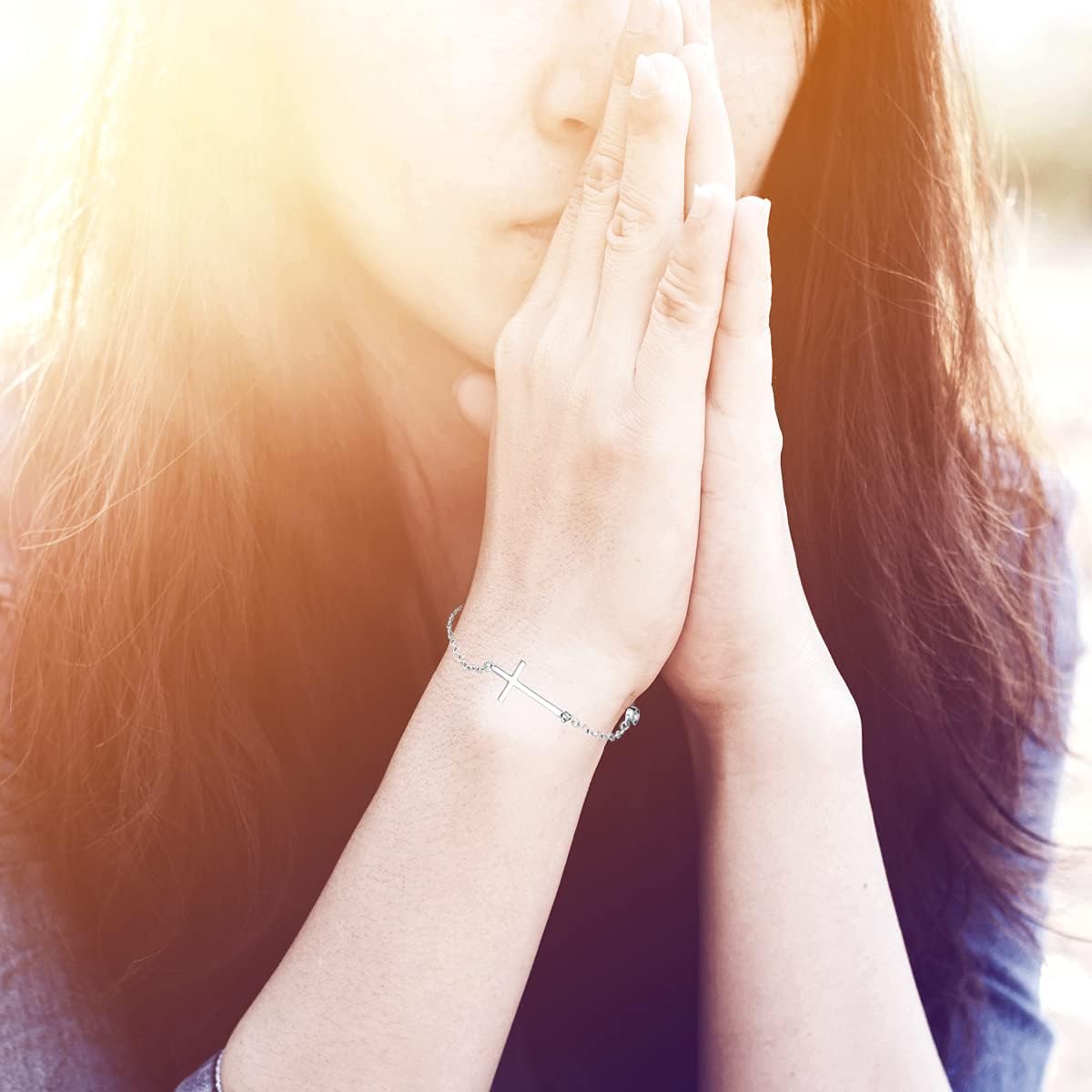 925 Sterling Silver Cross Bracelet Womens in Good Faith CZ Chain Bracelet with Cross for Confirmation Anniversary Birthday - Image 6