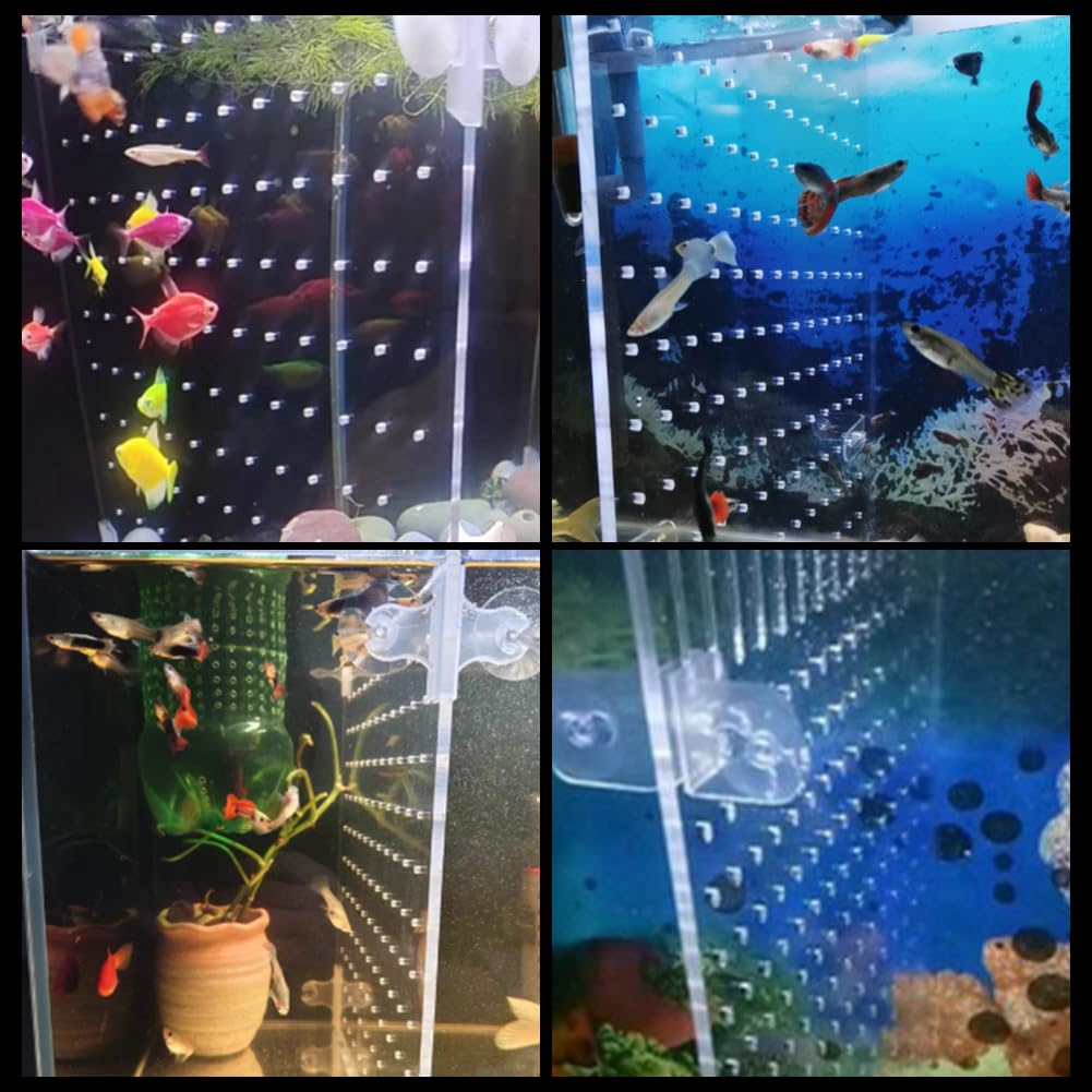 Divisor acrílico para peces, rejilla aislante con ventosas, placa transparente, separador de pescado, distribuidor en línea, placa de conector de manguera, placa de 15,7 x 11,8 x 0,08