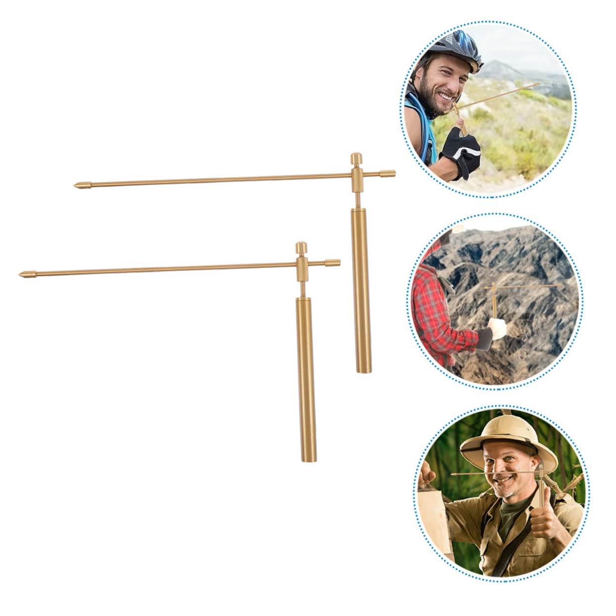 2pcs Portable Copper Dowsing Rods with Smooth Rotation Handles for Water Divining and Energy Detection Premium Copper Probe Rods for Feng Shui and Ghost Hunting