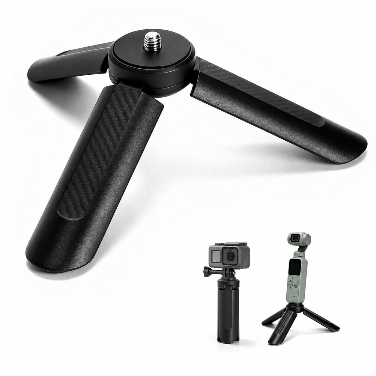 Mini statyw kamera z gwintem 1/4 cala | Antypoślizgowy przenośny mini, uchwyt statyw 2 w 1 do Pocket 4/3, Action 6/5, Insta360 X5