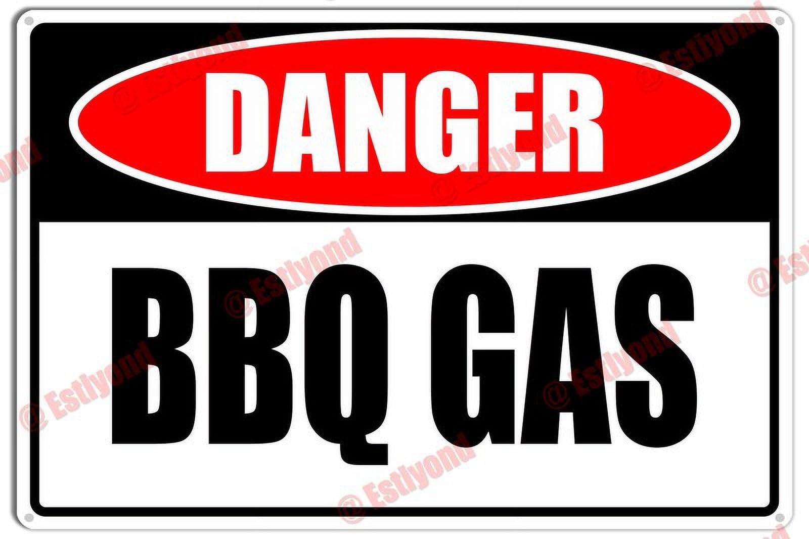 BBQ Gas Caution Notice Aluminum Metal Sign 8"x12" For Homeowners, Grill Enthusiasts - Outdoor Grill Zones