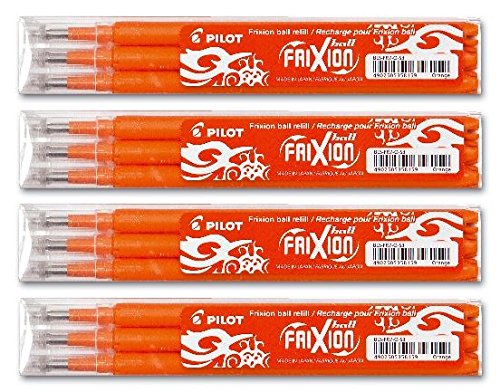 Pilot Frixion – Set Ricariche Penna Cancellabile – 12 Blu (0,7 Mm) + 2 Rosse – Punta Media
