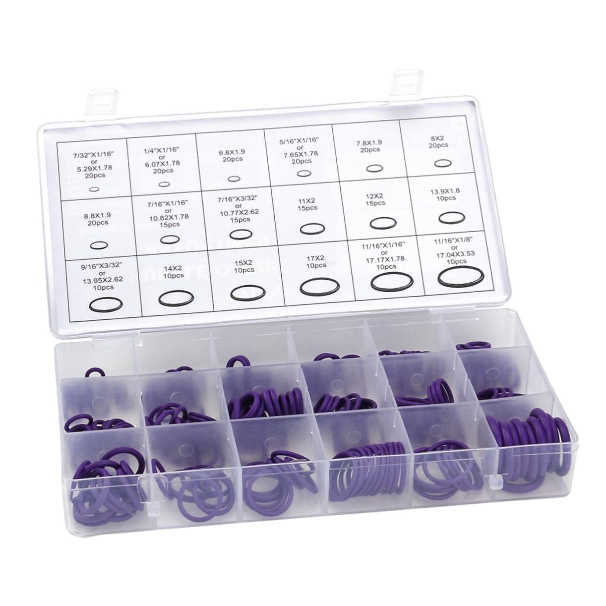 Ciieeo 270Pcs Ring Gasket Seals Kit Premium Hnbr Insulation for Car Air Conditioning Compressor Auto Repair and Home Appliances Durable Elastic Storage Box