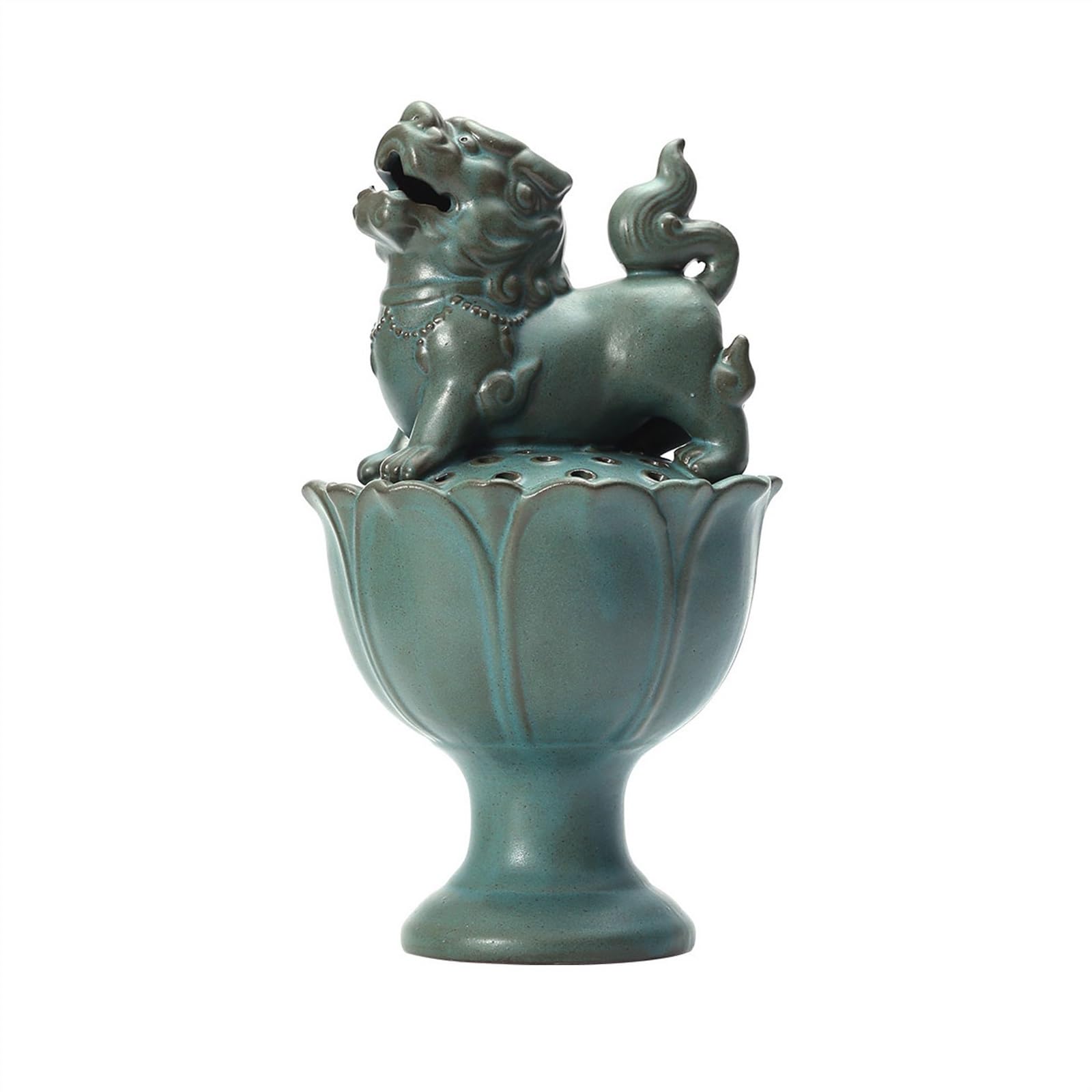 Incense Burner Chinese Ancient Mythical Beasts and Lotus Designs Incense Holder Exquisite Ceramic Burner High Temperature Resistance