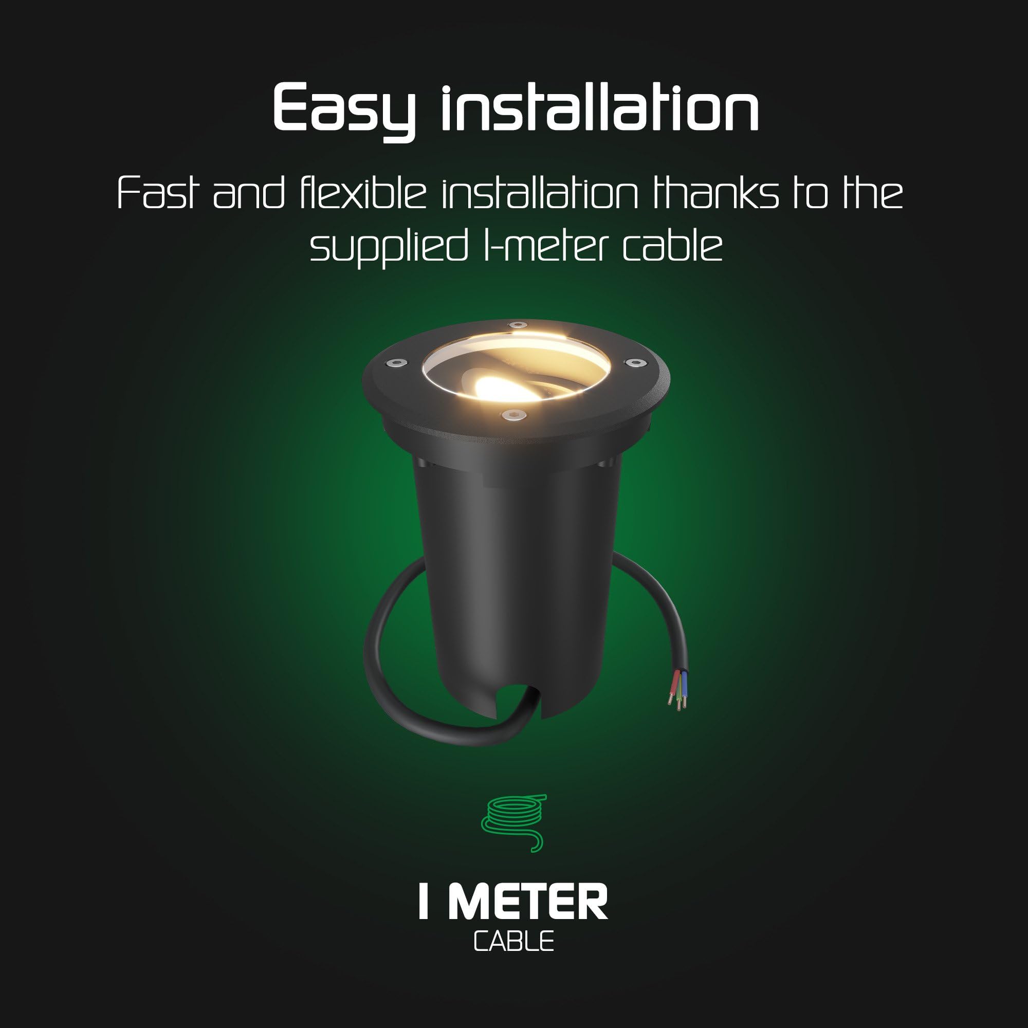 Ledvion - Set da 6 faretti LED incassati, 3W, 2700K, IP67, cavo 1m, orientabile, illuminazione esterna