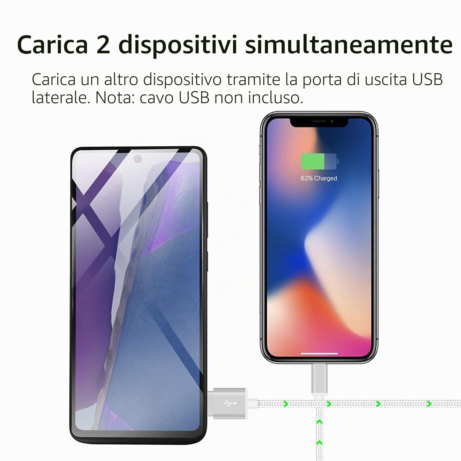 Custodia batteria per Samsung Galaxy S21 FE 5G, 5000mAh, Portatile Ricaricabile, Caricabatterie Esteso, Power Bank s21fe, Custodia di ricarica con protezione dello schermo, Nero