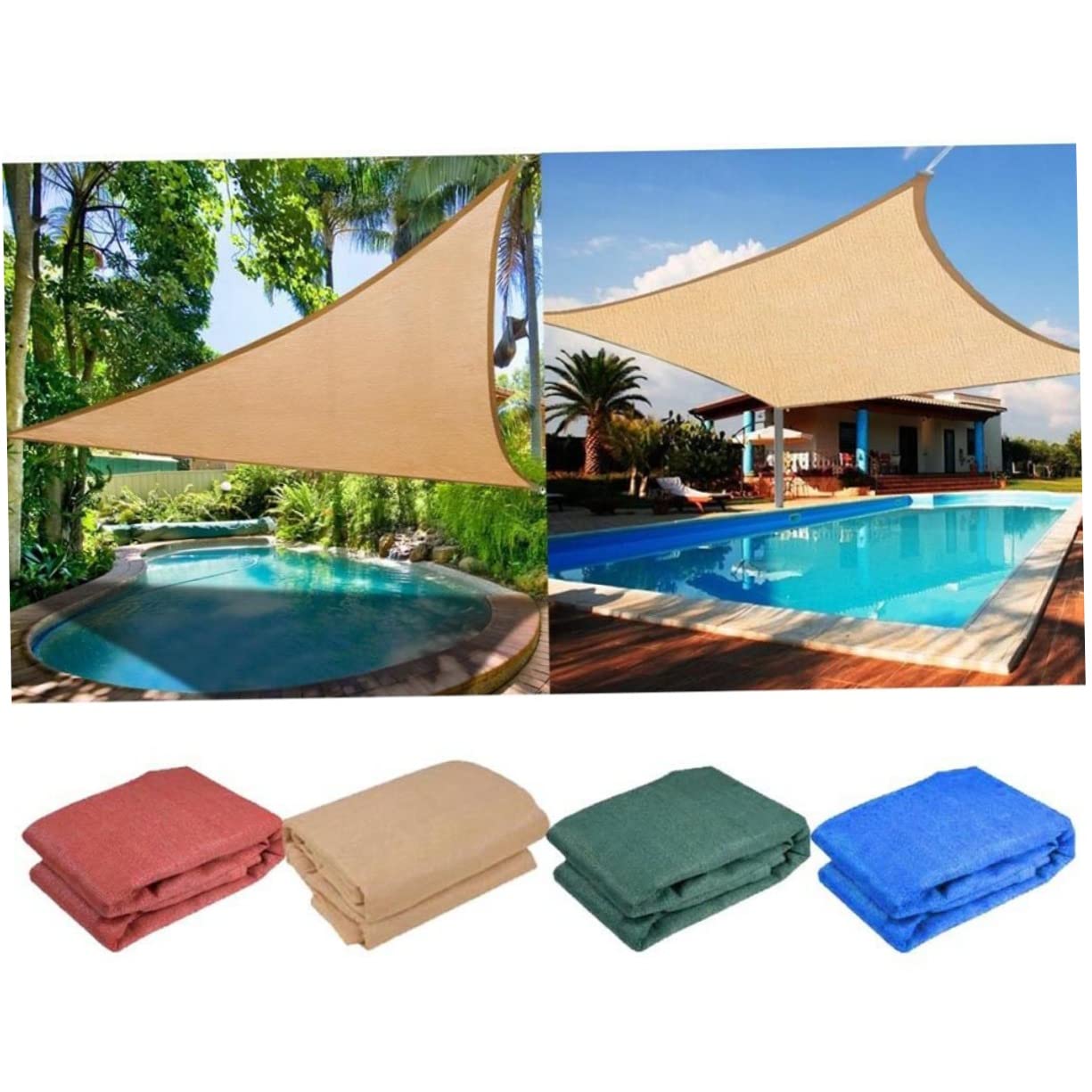 Voile D'ombrage Triangulaire Beige PE pour Jardin et Piscine | Auvent Triangulaire, Voile D'ombrage Suspendue, Camping, Cordage Inclus