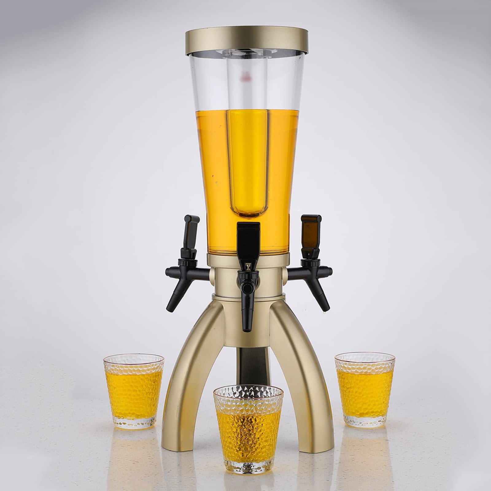 Dispensador de cerveza Dispensador de torre de cerveza de 3L con carámbanos y luces Dispensador de bebidas con grifos Dispensador de cerveza para fiesta/bar/hogar/Dispensador de bebidas al aire libr