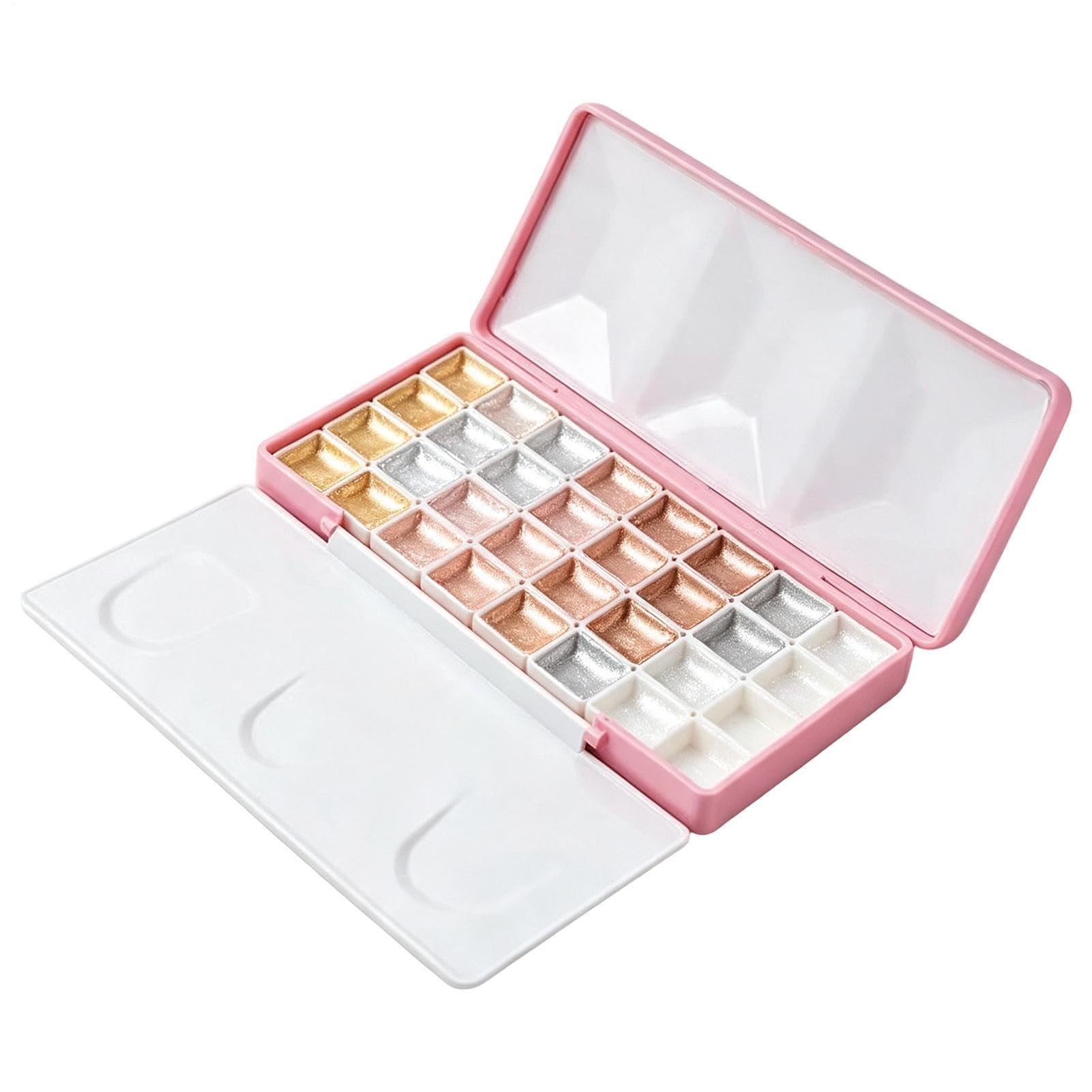 Palette d'aquarelle Vide avec Couvercle et Boîte de Mélange à Demi-Godets