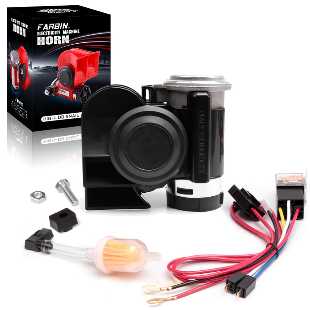FARBIN Compact Air Horn with Compressor Electric Car Horn with Wire Harness