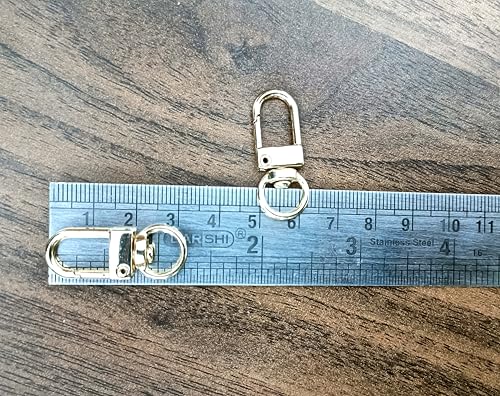 Image of Tia Strap Buckles Metal Clasps Lobster for Handbag, Spring Ring, Purse Dog Hook, Key Chain Swivel Trigger Snap Hook DIY and Purse Making Accessories (Golden Push Gate Hook Swivel-Premium-33x10mm, 6)