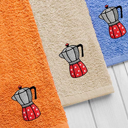 B BARCELOHOGAR Estuche 3 Paños de Cocina Cafetera