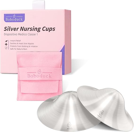Boboduck 925 Pure Silver Nipple Shields, Original Silver Cups for