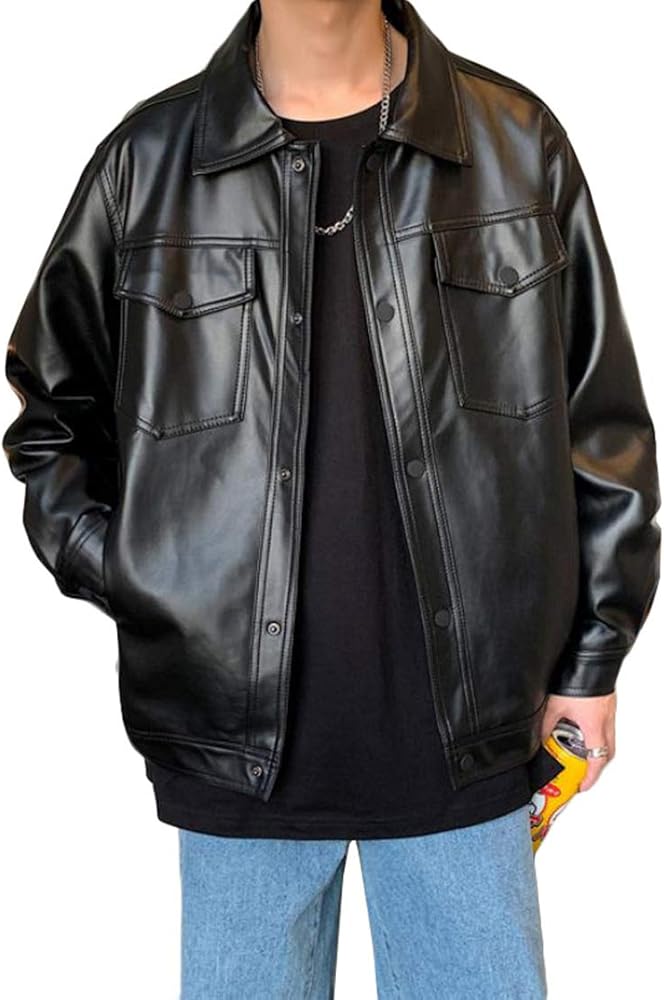 Amazon | Gergeousレザージャケット メンズ ゆったり ライダース
