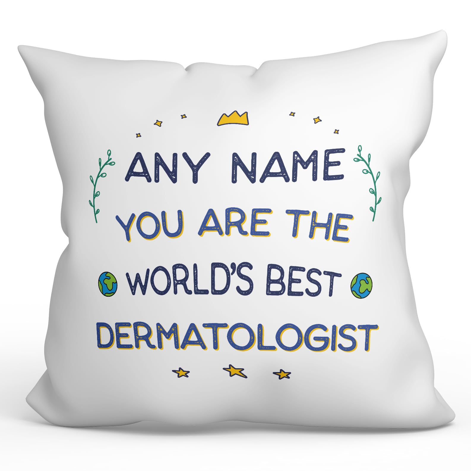 MUGFFINS Personalised Cushion for DERMATOLOGIST Padding included - in English - World's Best - Funny custom gift - Pillow: cover and filling 15.7x15.7 inches โ image 1