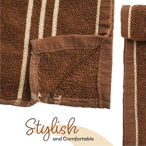 Image of Urbane Home Pack of 3 Soft Cotton Face Towels for Men & Women /Ladies | Easily Washable | Pocket Towels & Workout Gym Napkins for Men - Dark Brown