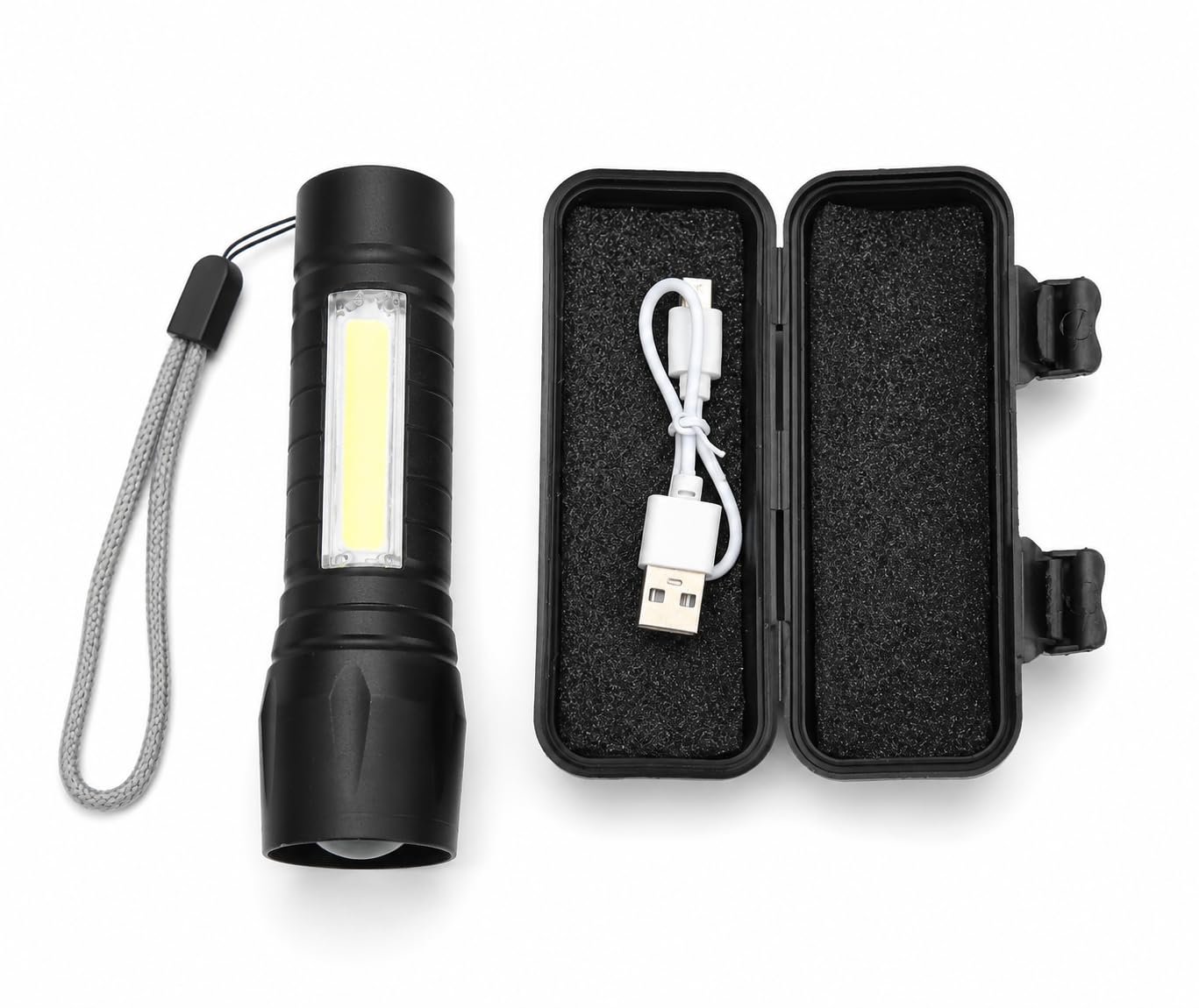 Kenly Powerdex PD-5568 Plus USB Şarjlı Mini El Feneri COB LED Zoomlu 800 Metre Su Geçirmez Taşınabilir Güçlü Işıldak Kamp Acil Durum Outdoor