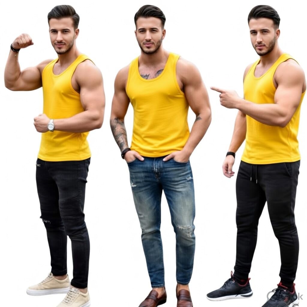 Combo Pack of 3 Men's Sports Sando | Polyester Sleeveless Tank Top for Men | Gym Wear, Workout Vest, Running Vest, Training Shirt, Casual Summer Wear-picture-57