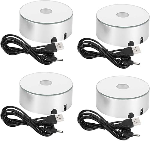 Base de luz LED, base de pantalla LED, 4 piezas, base de luz para arte de bolas de cristal, soporte de exhibición LED, suministros de decoración del