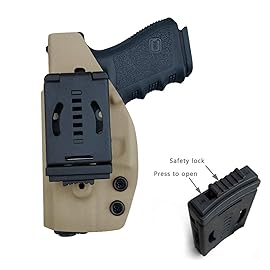 OWB Kydex Holster for Glock 19 19x 25 30s 44 45 Glock 17 Glock 26 (Gen 1-5) / Glock 22 23 27 31 32 33 (Gen 3-4) Pistol, Glock 19 Holster OWB, Waistband Outside Carry 1.5-2 Belt Clip - Tan, Right
