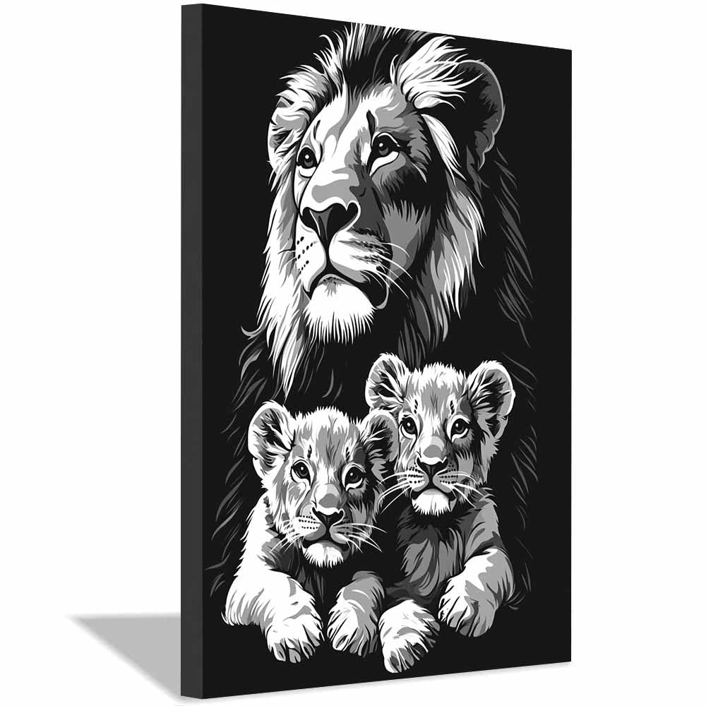 WQBQKKX Czarno-biały plakat ścienny XXL płótno ścienne lew drukowany plakat ścienny do łazienki sypialni (szary 2)-40x60cm oprawione