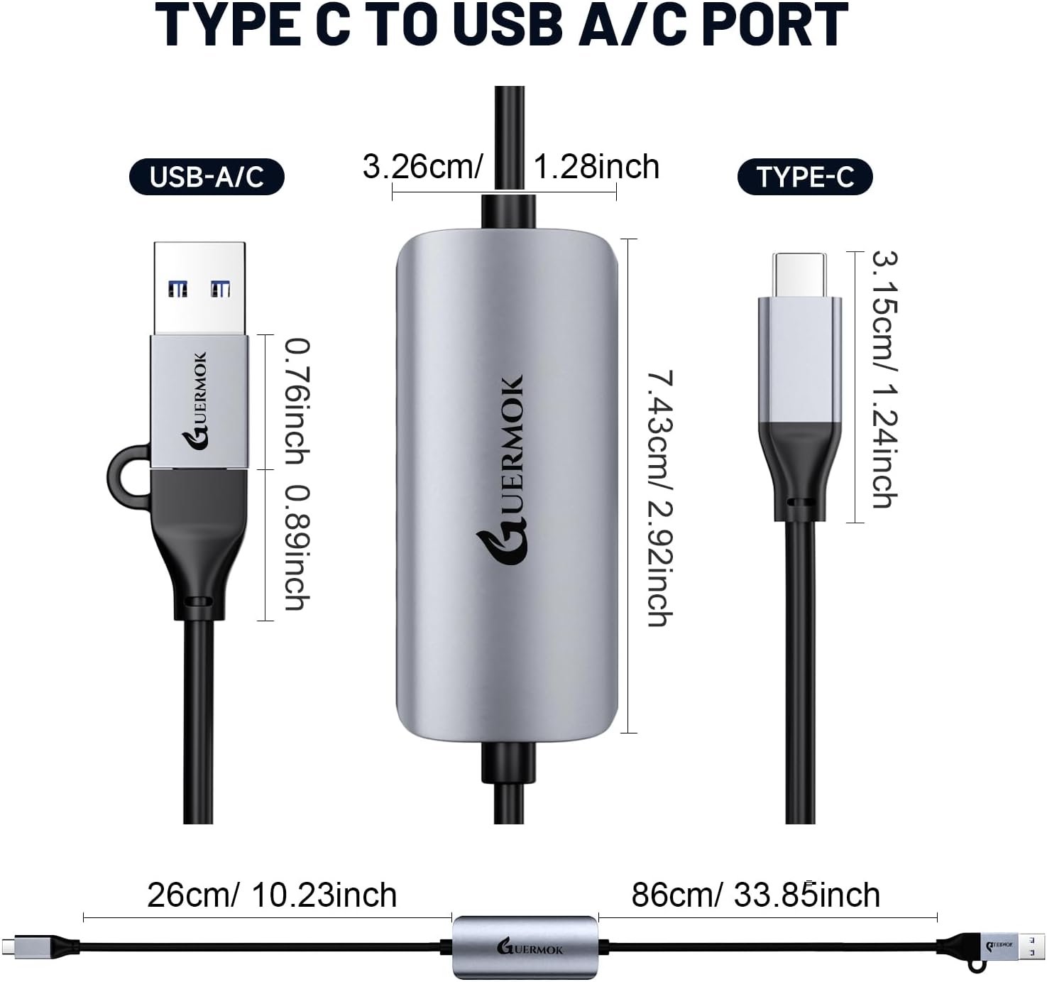 Guermok USB C Video Capture Card Dimensions