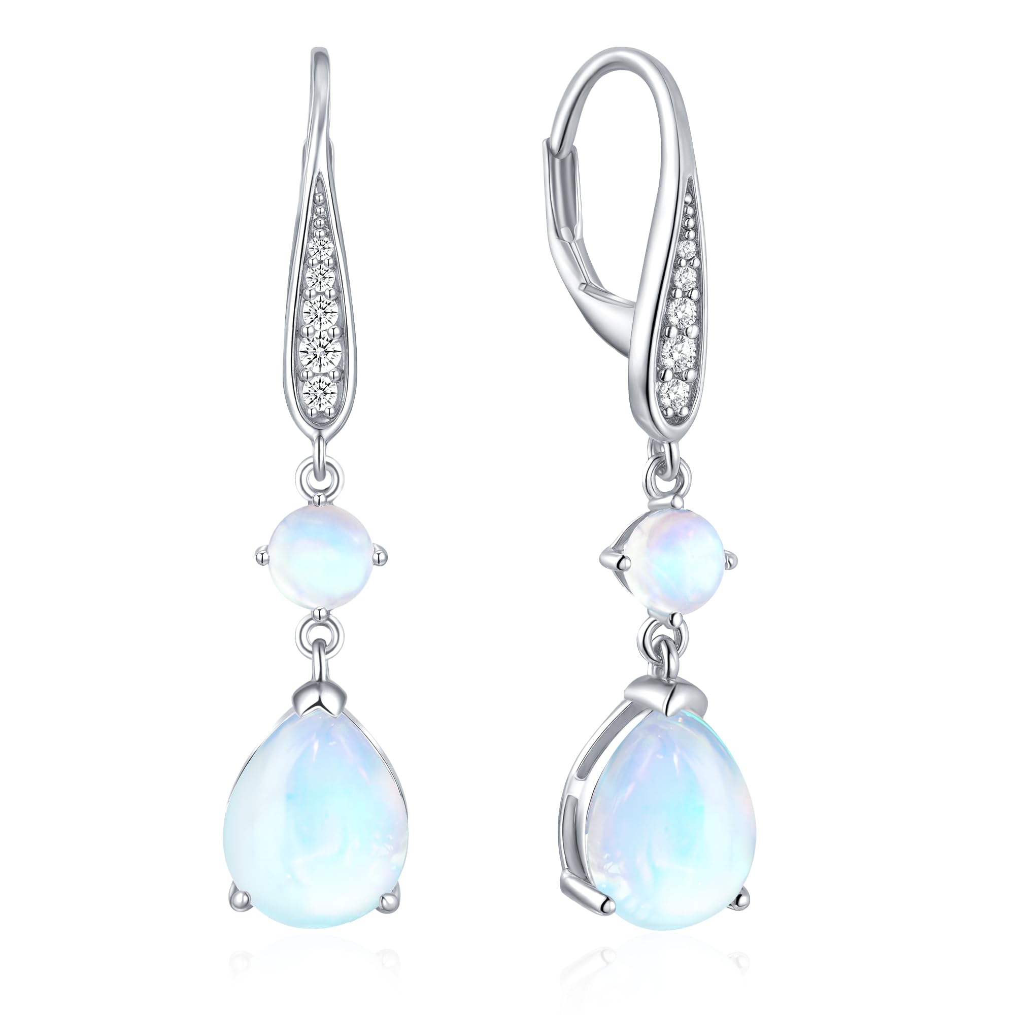 Teardrop Dangle Drop Earrings for Women 925 Sterling Silver Birthstone Leverback Earrings Birthday Valentines Day Anniversary Jewelry Gifts