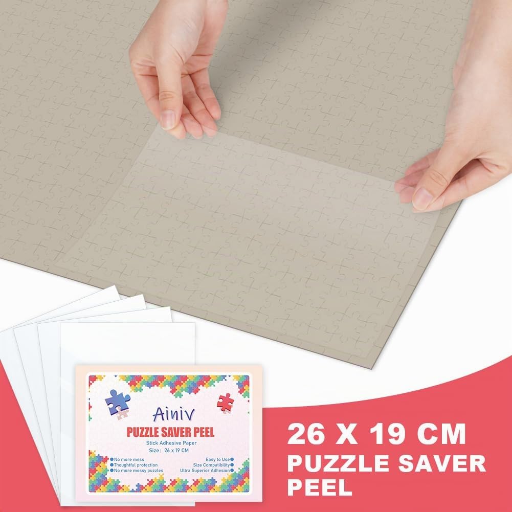 Ainiv 32PCS Hojas de Pegamento para Puzzles, Despegable Cola Transparente Papel Adhesivo, Lámina Adhesivas para Rompecabezas para Preservar 4000PCS, Lámina Accesorios Puzzle para Asegurar y Proteger