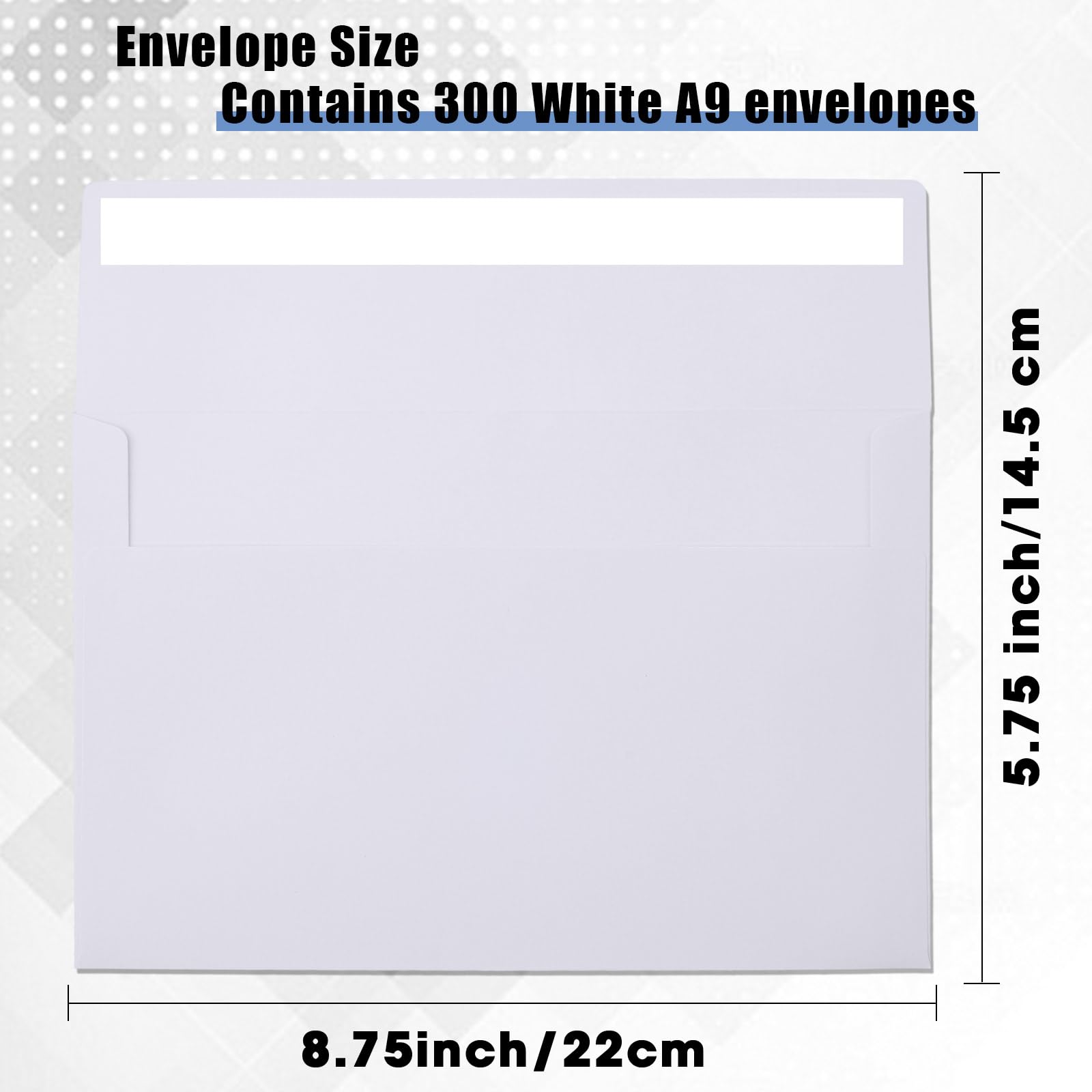 SATINIOR Lot de 300 enveloppes d'invitation blanches A9 pour cartes de 14 x 21,6 cm avec rabat en V et fermeture autocollante pour lettres, photos, cartes, mariage, fête prénatale, 14,6 x 22,2 cm