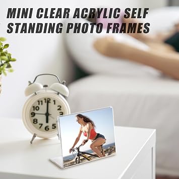 12 Pcs Clear Acrylic Self Standing Photo Frames L Shape Price Display Holder Freestanding Mini Acrylic Sign Holder Rack Shop Display Stands Name Card Price Label Holder for Supermarket Hotel Tag Label