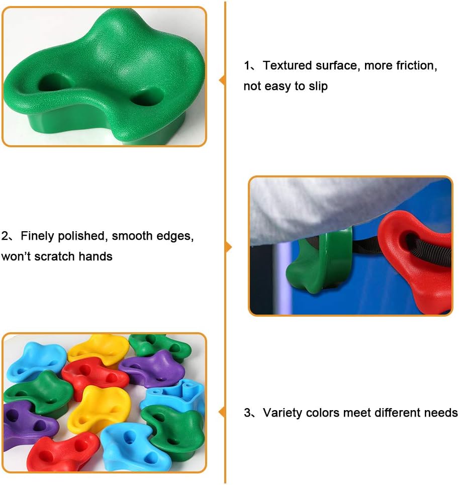 Ackitry 12 Ninja Tree Climbing Holds for Kids Climber, Adult Climbing with 6 Ratchet Straps and Instruction, Easy to Install, Rock Tree Climber Set for Kids Outdoor Training Play : Toys & Games