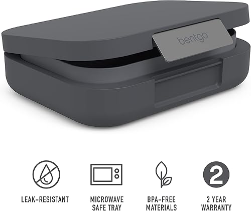 Miniatura 3 de Bentgo Juego de lonchera moderna estilo Bento, con taza reutilizable (gris oscuro)