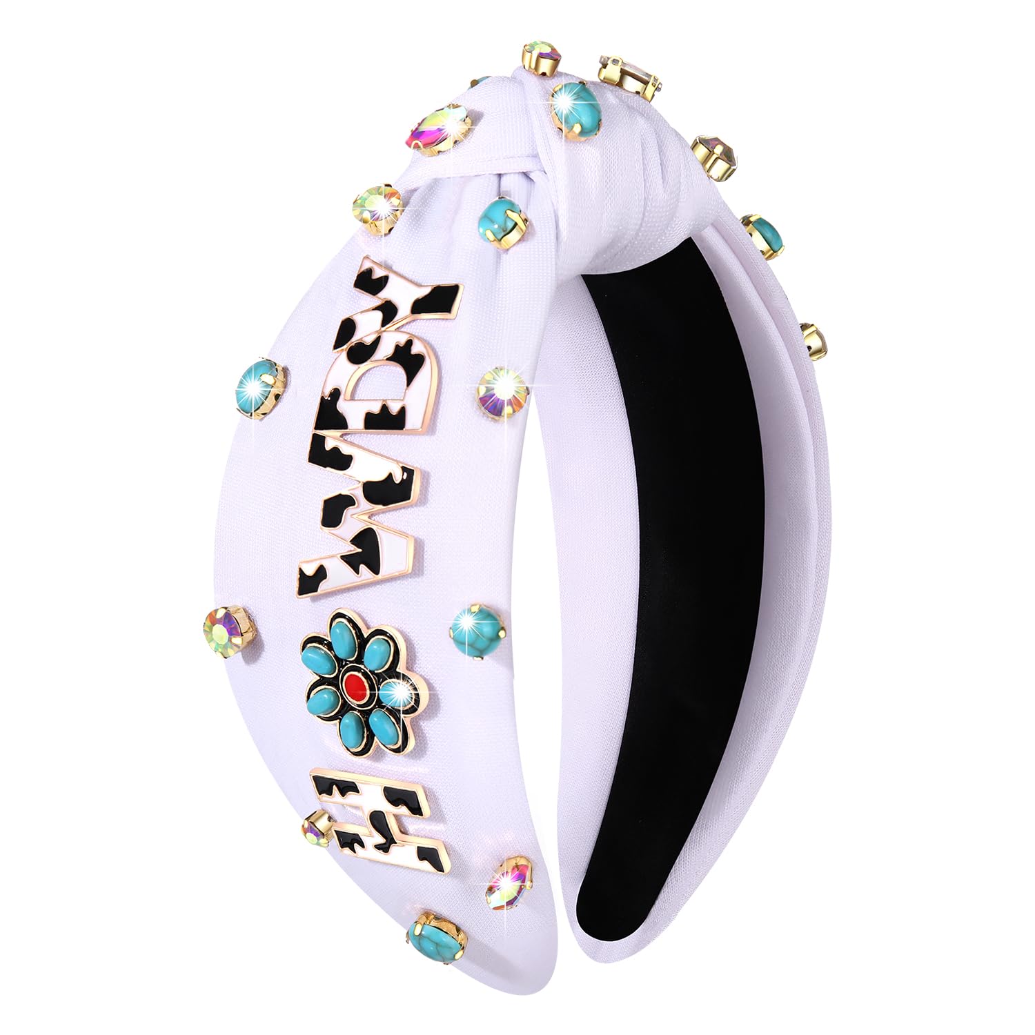 mokkia Fasce occidentali da donna con strass e cristalli, annodati larghi, stivali da cowgirl cowboy, cappelli e accessori per capelli da cowgirl