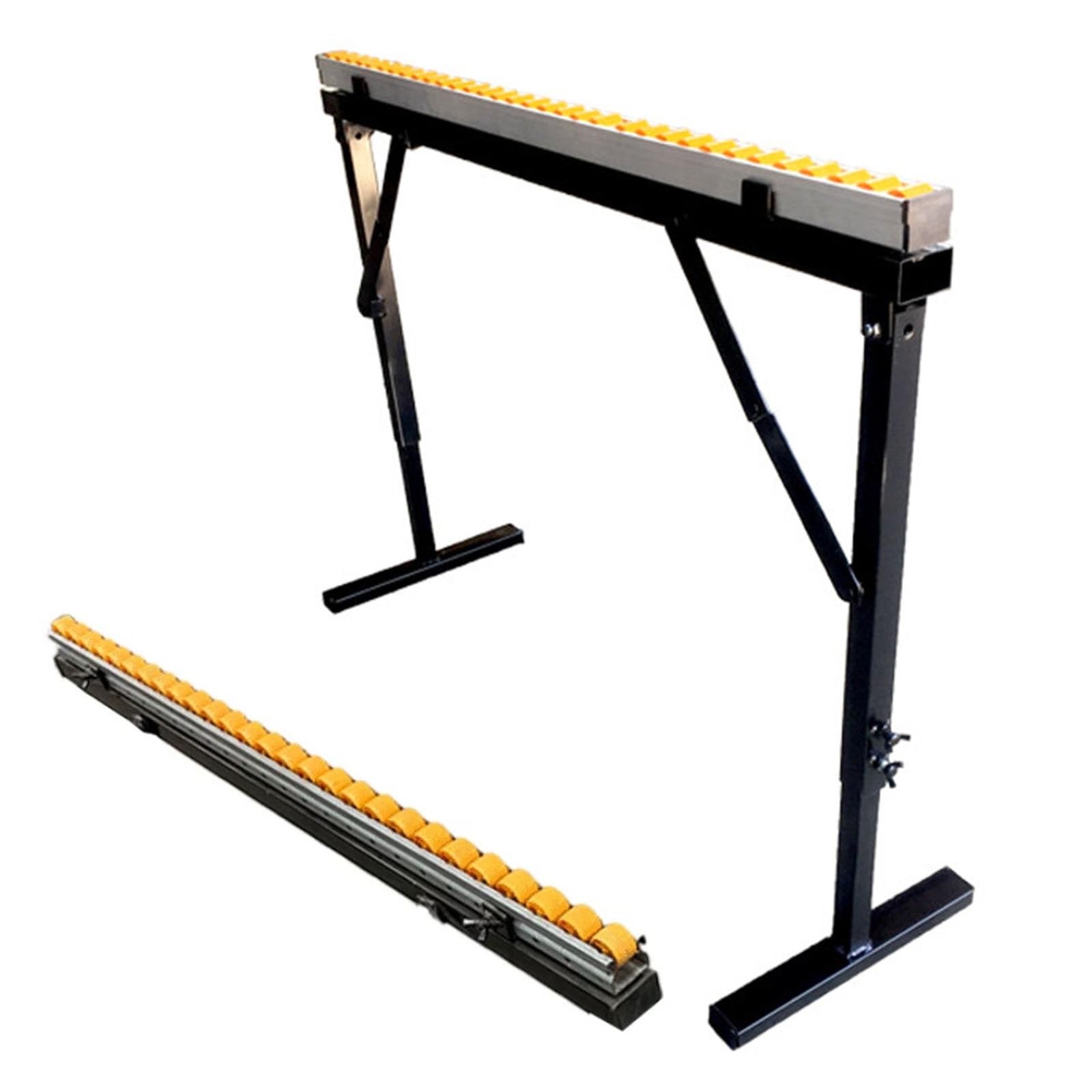 Folding Roller Stand Height Adjustable, Heavy Duty Stable Steel Sawhorse Extension Support for Garage Workshop/Woodworking Shop, Rollers Ball Stands
