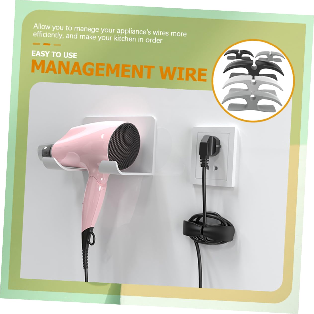 HOMSFOU Kabelaufwickler Selbstklebend 5 Stück zum Organisieren Ihrer Kabel und Schnüre mit Flexiblem Klebstoff für Küchengeräte als Kabelhalter und Kabelorganizer
