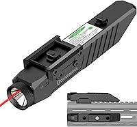 Vista 12 de TOUGHSOUL linterna táctica con mira láser verde, combo de 1450 lúmenes, linterna recargable para rifle montada en riel Picatinny MLOK (láser verde)