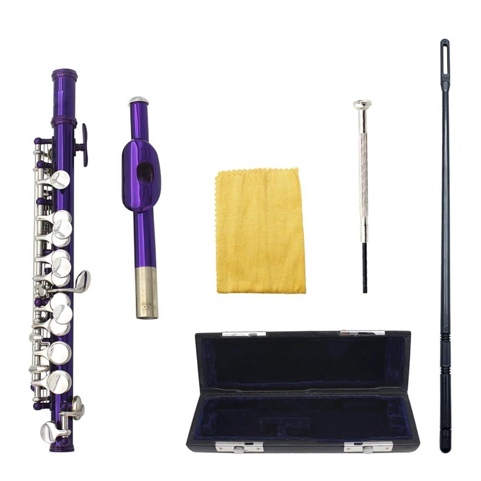 Flet Poprzeczny Zestaw Korpusów Z Białej Miedzi Piccolo C 16 Otworami I Etui Professional Performance Plus E Key(PURPLE)