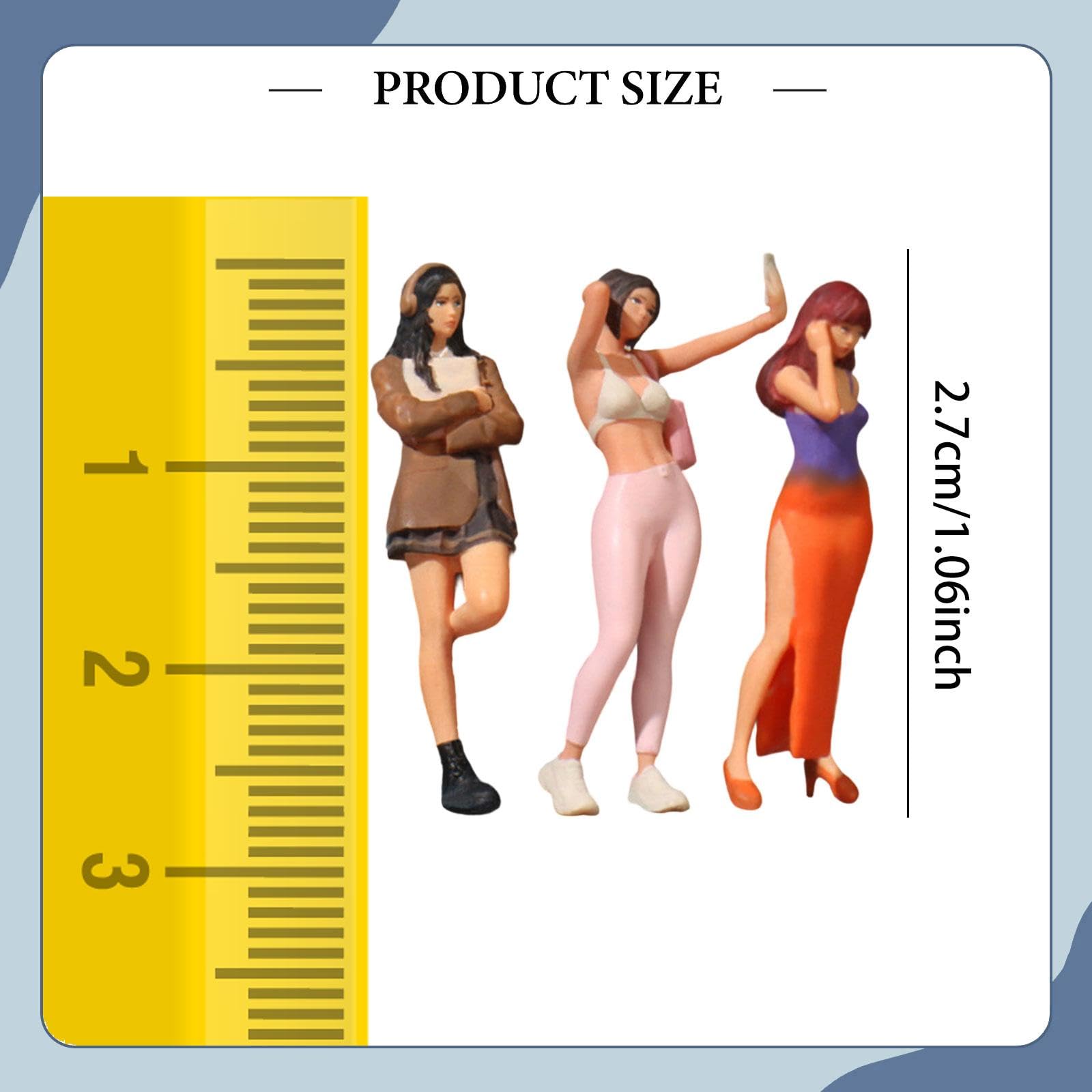 Qianly Set di 3 Statuine Femminili in 1/64 per Diorami E Accessori in Miniatura, Style B