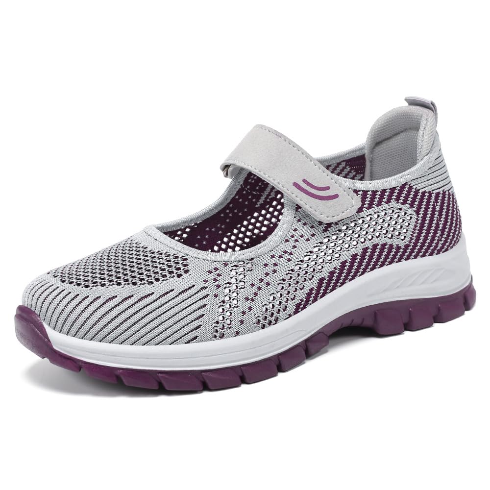 carl vinson Women's Spring Velcro Shoes – Soft Bottom, Breathable & Comfortable Shoes for Middle-Aged Women| 37 | Grey-picture-32
