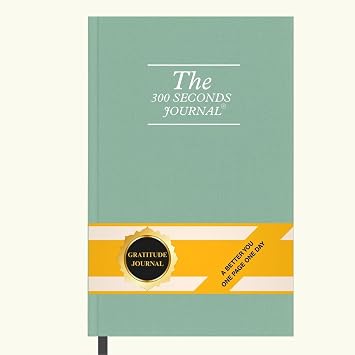 Gratitude Journal for Women & Men 300 Seconds Journal with Prompts for Mindfulness, Self Care & Positive Thinking, Daily Reflection, Light Green Linen Cover