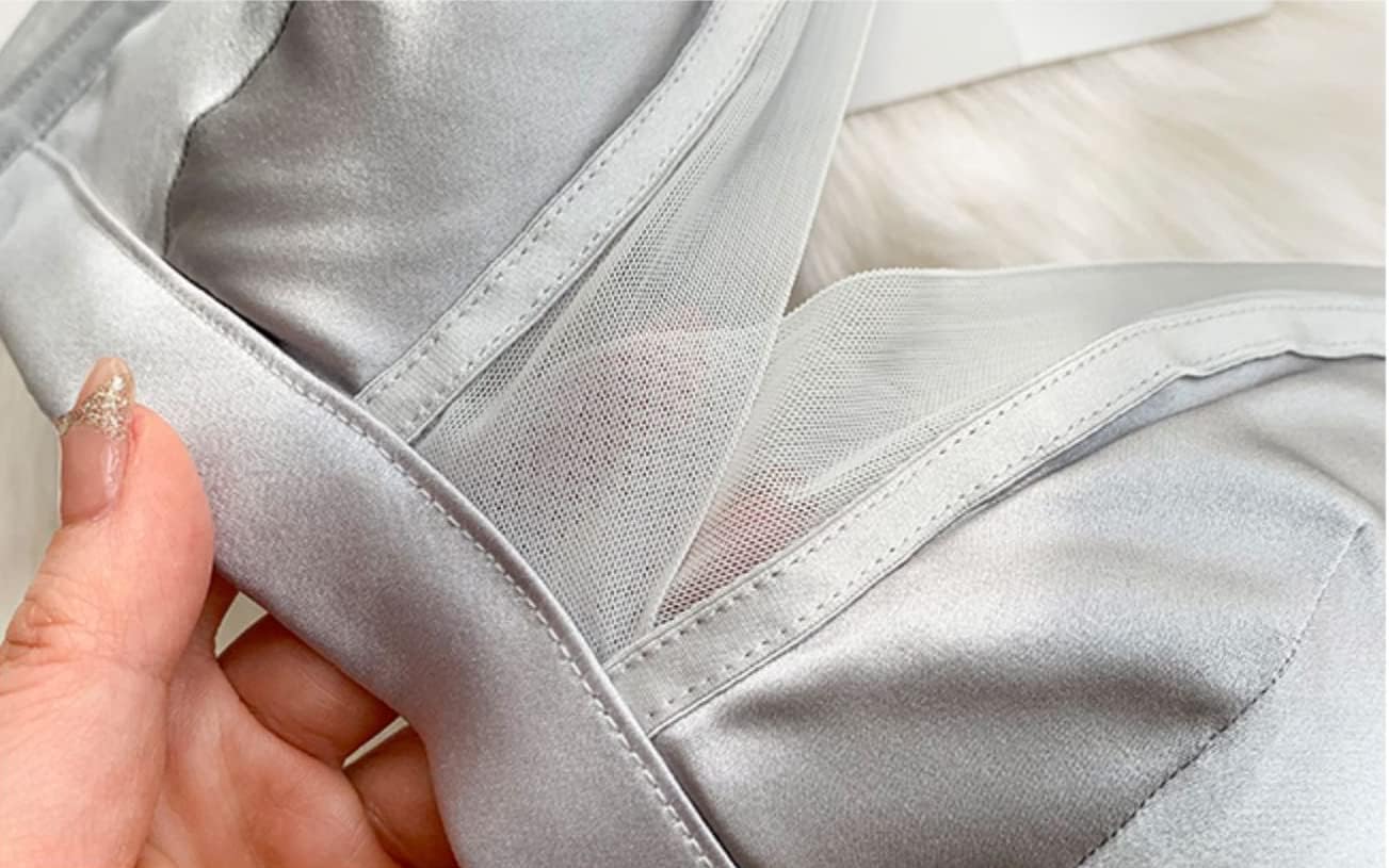 SilRiver Women's Silk Satin Wire-Free Padded Bralette with Soft Silk Cup Bra Top - Image 5