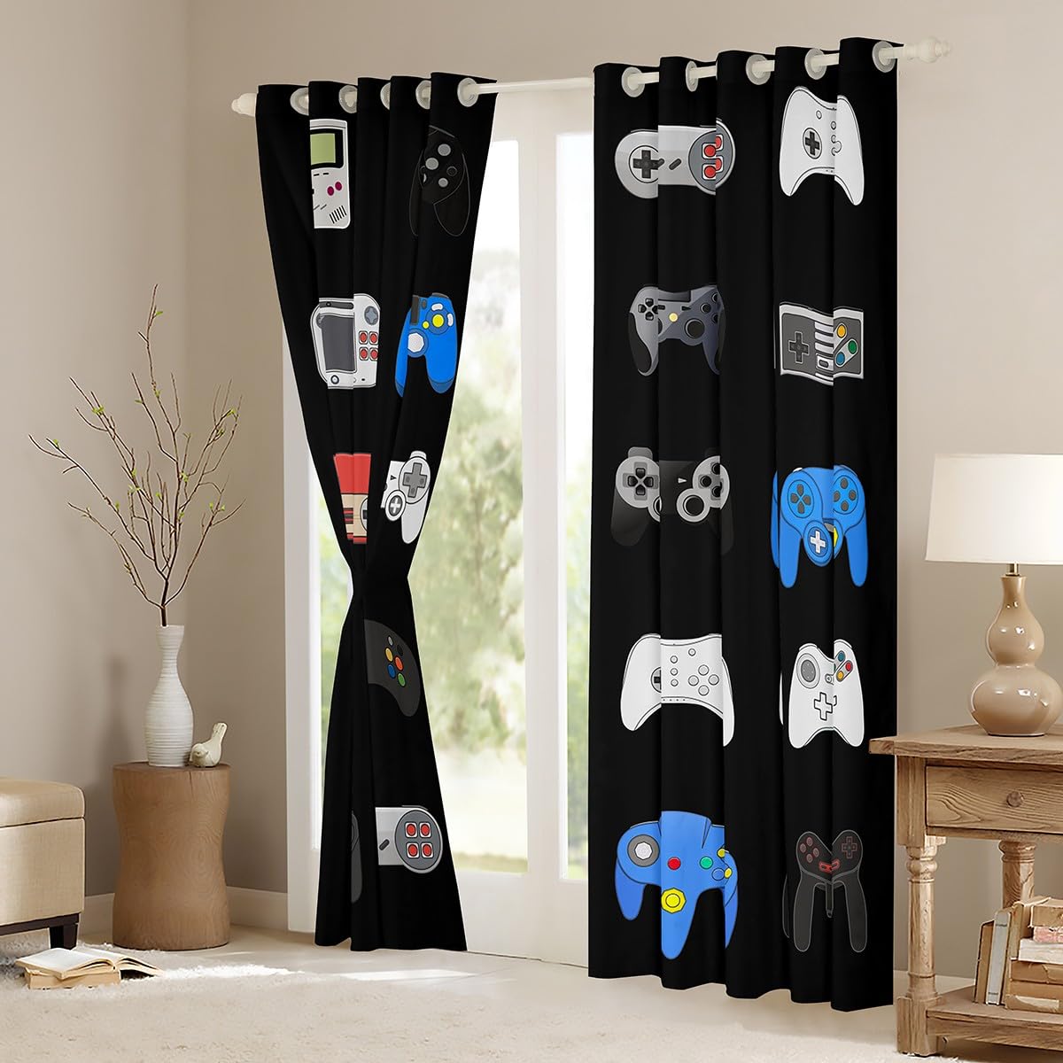 Tende da gioco per la camera da letto, il soggiorno, le tende da gioco dei cartoni animati, per bambini, ragazzi, ragazze, videogiochi, videogiochi, finestre, tendaggi per finestre