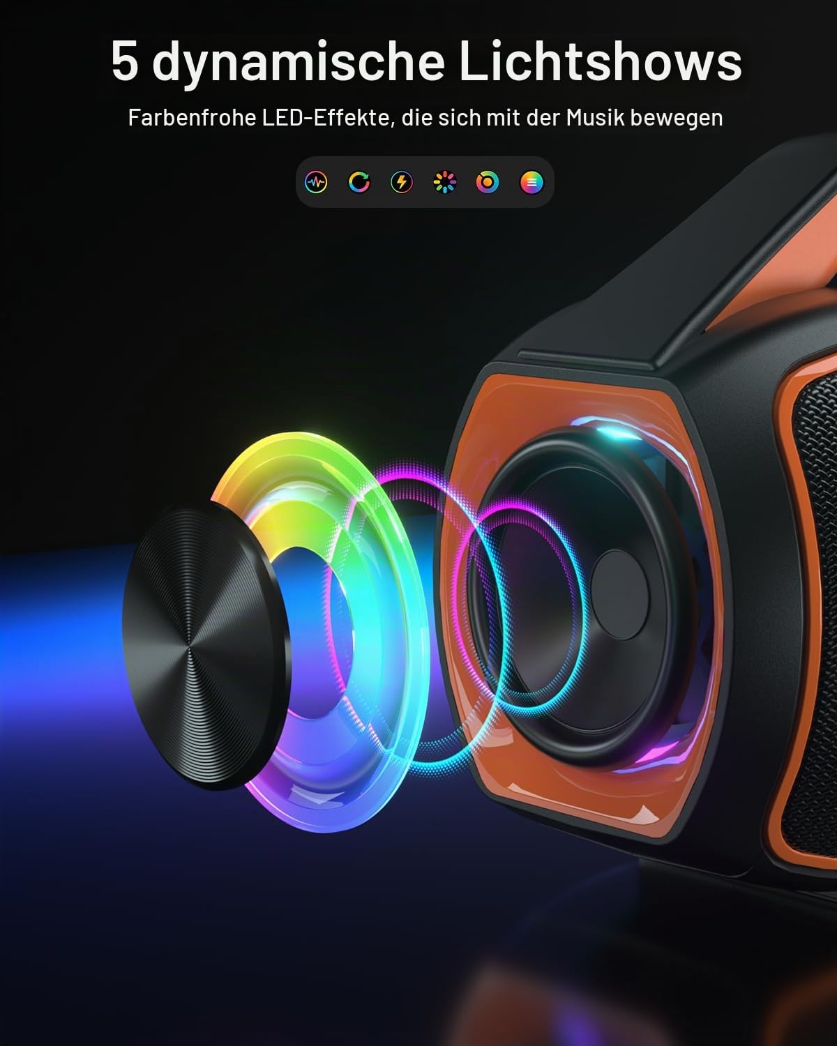 Bluetooth Lautsprecher Tragbare Musikbox Outdoor 120W Peak Bass Boost | 2x Subwoofer IP65 Wasserfester speaker 24h Akku Unterstützung DSP/TWS/AUX/TF/BT5.4, Geeignet für Partys,Strände,Camping