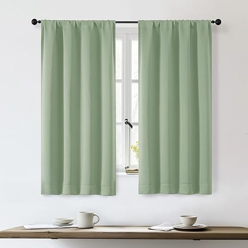 Miniatura 68 de OWENIE Sally Ever Green Cortinas Opacas para Dormitorio Sala de Estar 63 Pulgadas de Largo Juego de 2 Paneles, Aislamiento Térmico Ahorro de Energía