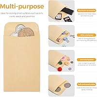 Vista 3 de ACSTEP Paquete de 100 sobres de papel kraft para semillas #1 2-1/4 X 3-1/2, sobre pequeño para monedas 2x3 para llaves, propinas, paquetes