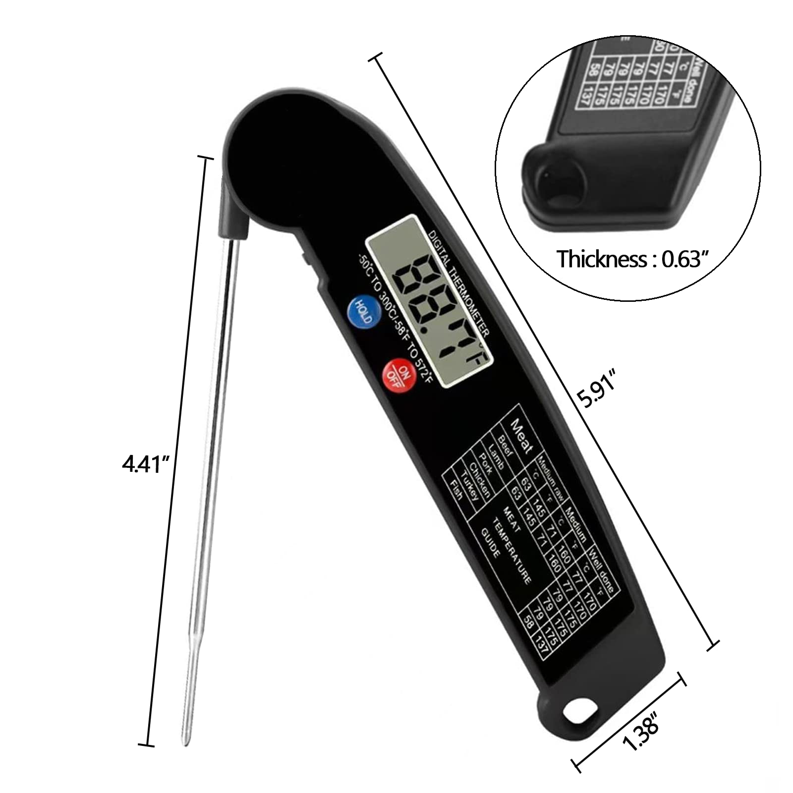 Digitale keukenthermometer – direct afleesbaar met waarschuwings- en v