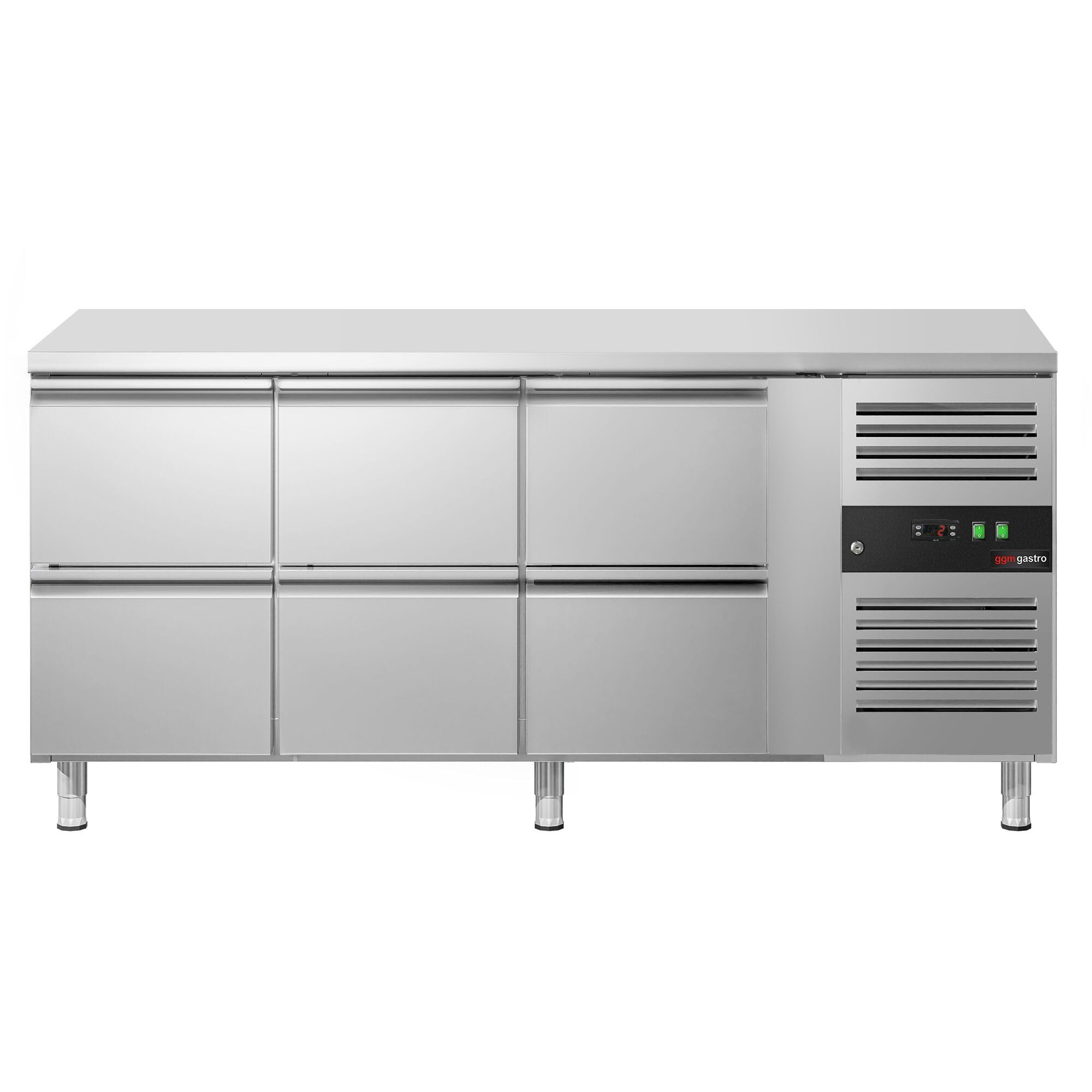 GGM Gastro | KTJ187ND6 | Table réfrigérée ECO - 1795x700 mm - avec 6 tiroirs