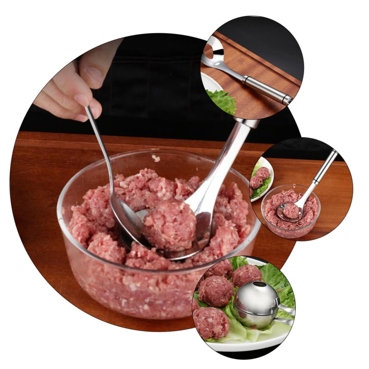 BEBEMOKO Stainless Steel Meatball Maker Tool Clip Spoon Easy to Use for Home Kitchen